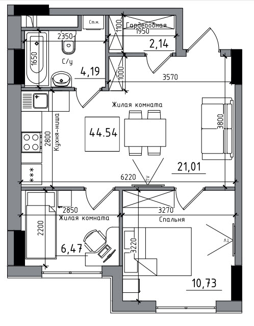 продажа двухкомнатной квартиры номер A-173376 в Малиновском районе, фото номер 6